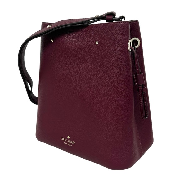 Kate Spade Marti Large Bucket Bag Shoulder Bag Deep Berry Pebbled Leather - Picture 4 of 7